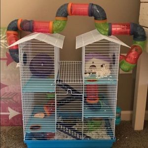 Multiple level hamster cage